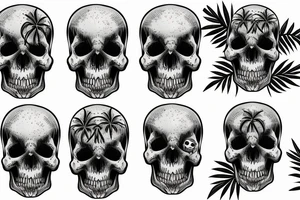 A bar shaker in the form of a skull and palm trees grow out of it tattoo idea