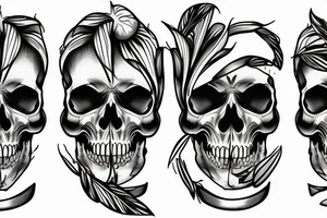 A bar shaker in the form of a skull and palm trees grow out of it tattoo idea
