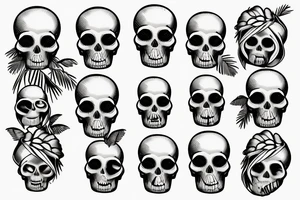 A bar shaker in the form of a skull and palm trees grow out of it tattoo idea