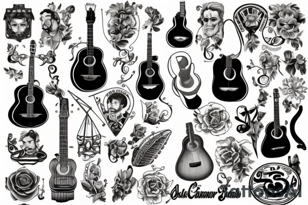 acoustic guitar tattoo idea
