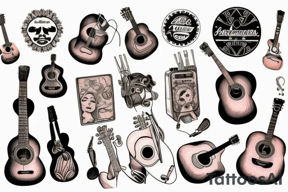 acoustic guitar tattoo idea