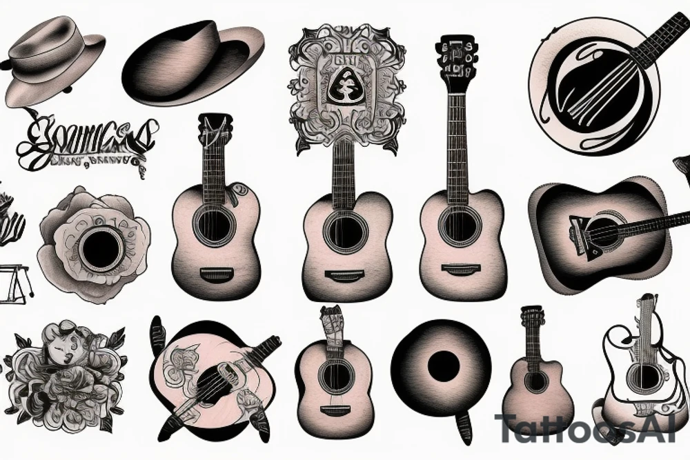 acoustic guitar tattoo idea