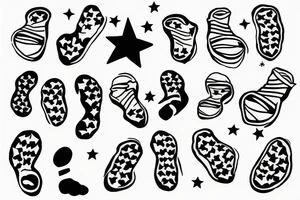 footprints, star, star,  2 stars, footprints tattoo idea