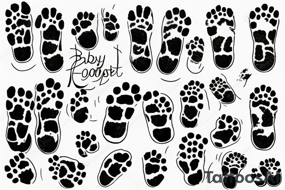 set of baby foot prints tattoo idea