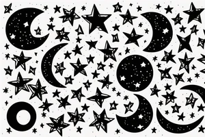 Moon with stars tattoo idea