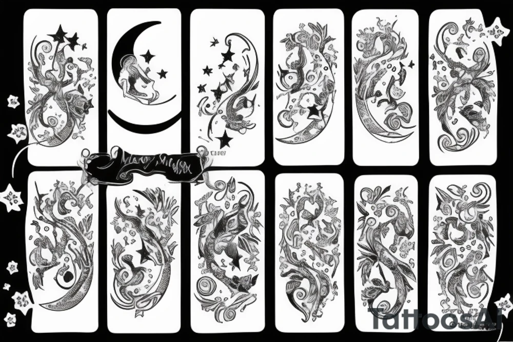 Moon with fairy tattoo idea