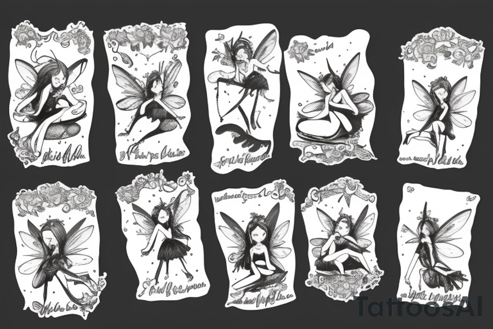 Fairy sitting on moon tattoo idea