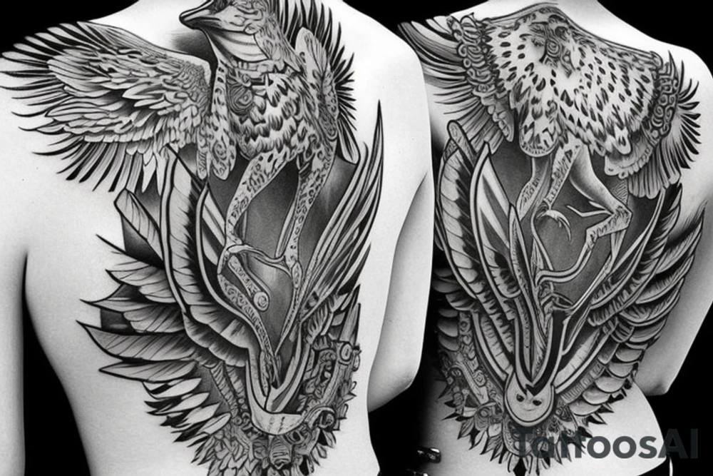 Wide spread Eagle on back tattoo idea