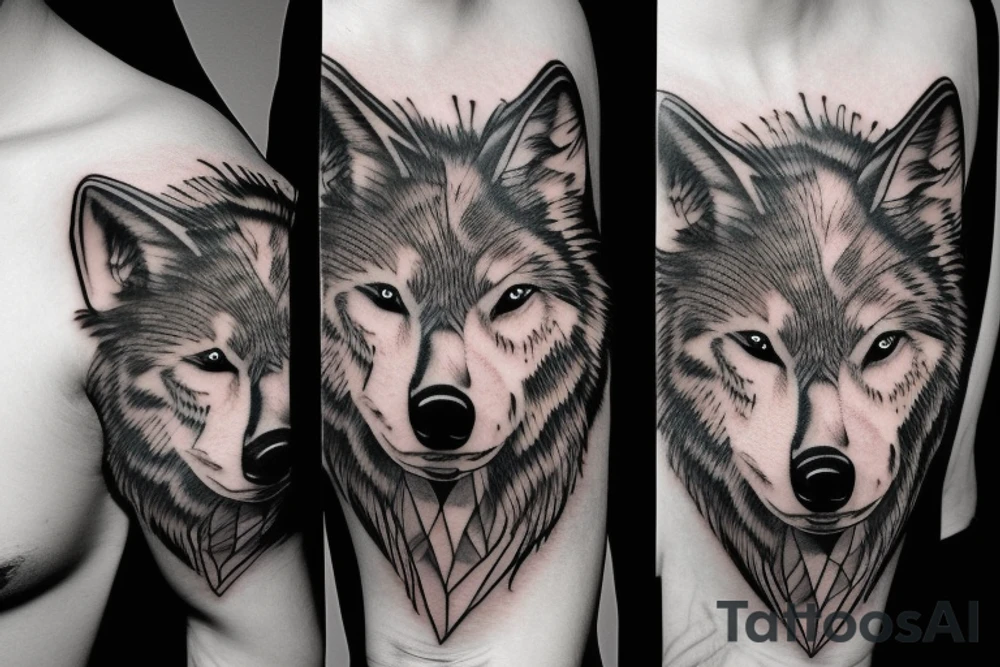 Wolf head on shoulder tattoo idea