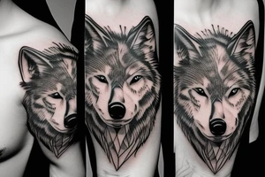 Wolf head on shoulder tattoo idea
