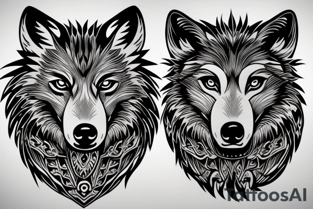 Wolf head on shoulder tattoo idea