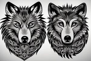 Wolf head on shoulder tattoo idea