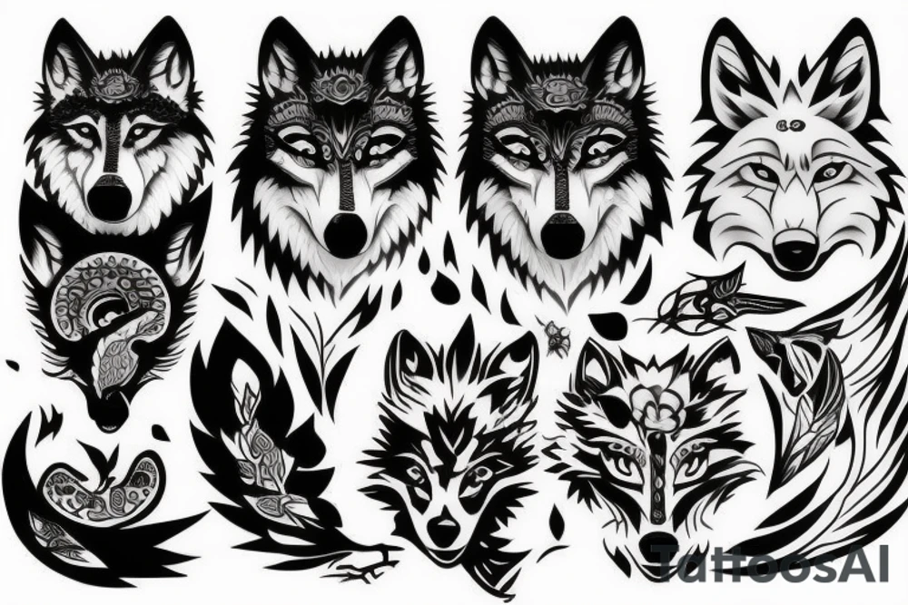Wolf head on shoulder tattoo idea