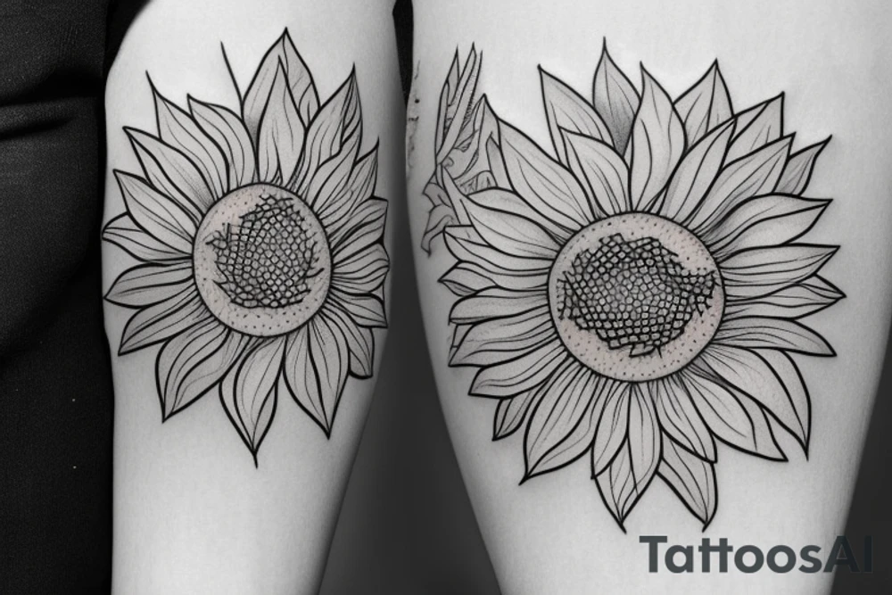Yadira as sunflower roots and the corners are sunflowers tattoo idea