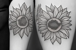 Yadira as sunflower roots and the corners are sunflowers tattoo idea