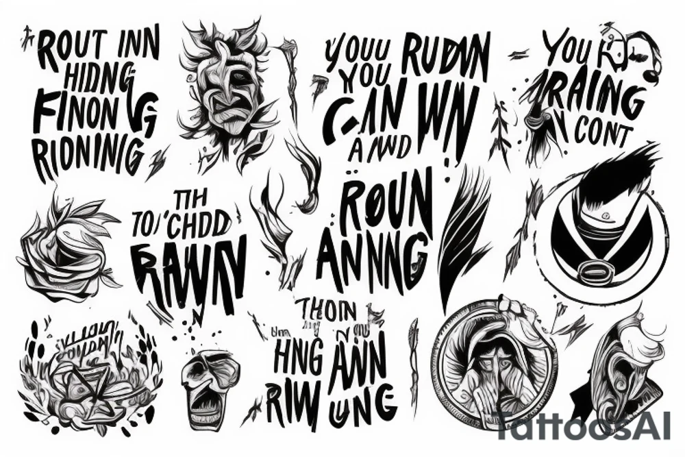 Emigrate band “you can’t run away and hide again” in text tattoo idea