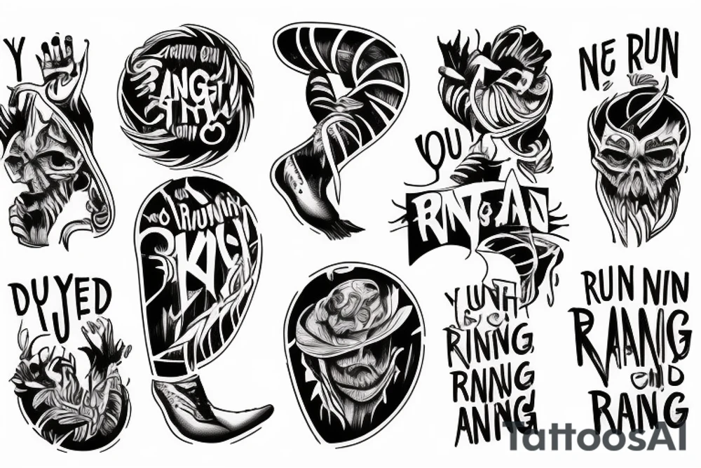 Emigrate band “you can’t run away and hide again” in text tattoo idea