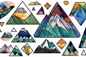 Mountains in an imperfect triangle, colored in van gogh style tattoo idea