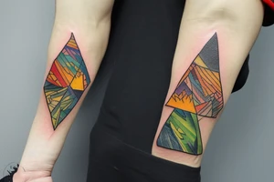 Trail running in an imperfect triangle, colored in van gogh style tattoo idea