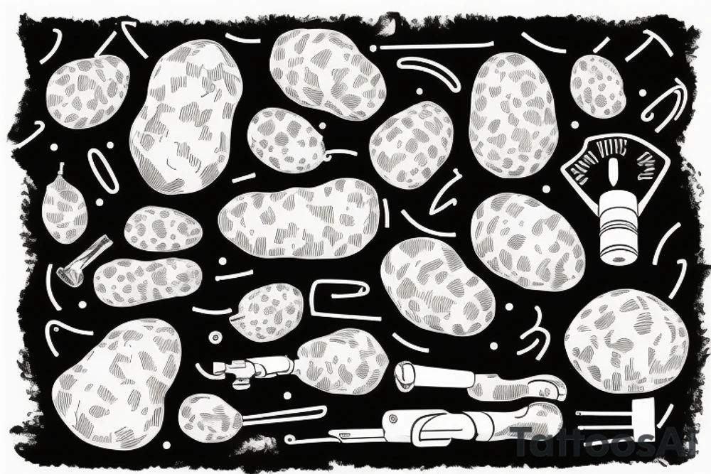 Potato holding gun tattoo idea