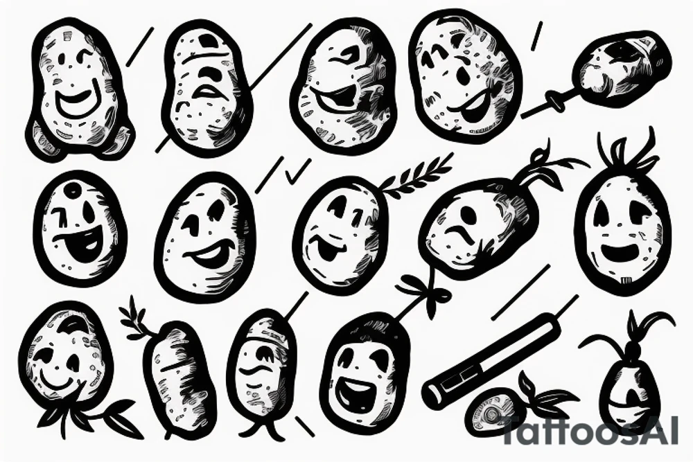 Potato holding gun tattoo idea