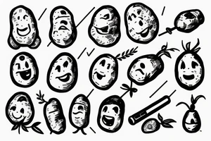 Potato holding gun tattoo idea