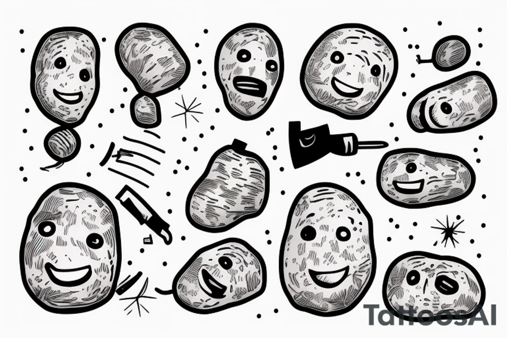 Potato holding gun tattoo idea