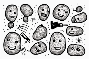 Potato holding gun tattoo idea