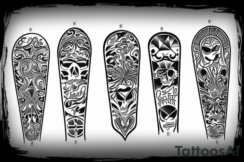 compas with four names tattoo idea
