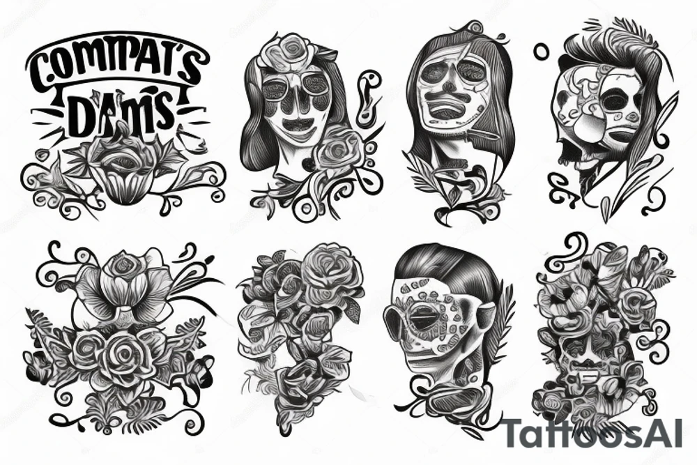 compas with four names tattoo idea