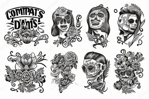 compas with four names tattoo idea