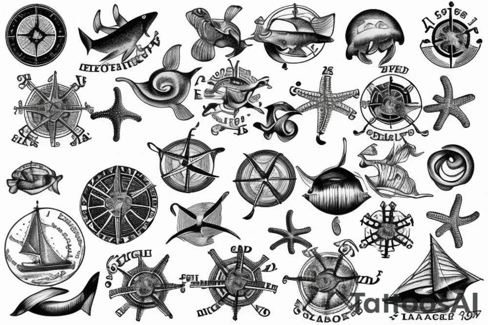 Vintage sea map tattoo idea