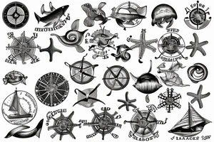Vintage sea map tattoo idea