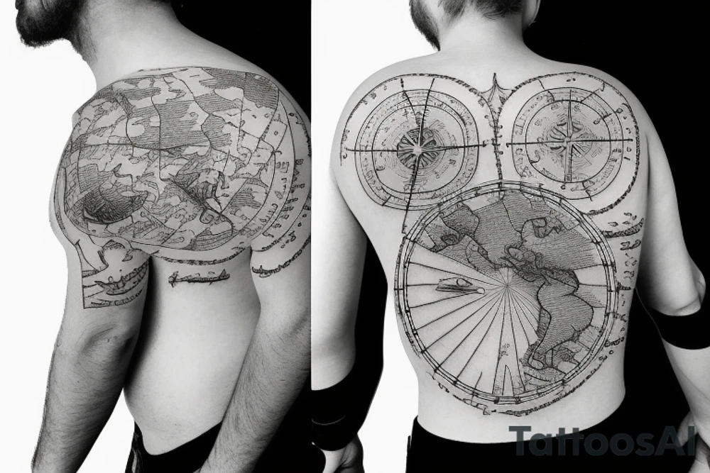 Vintage sea map tattoo idea