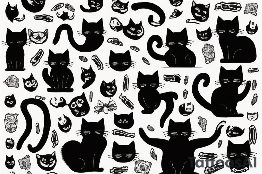 man chasing black cat tattoo idea