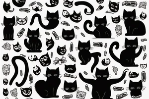 man chasing black cat tattoo idea