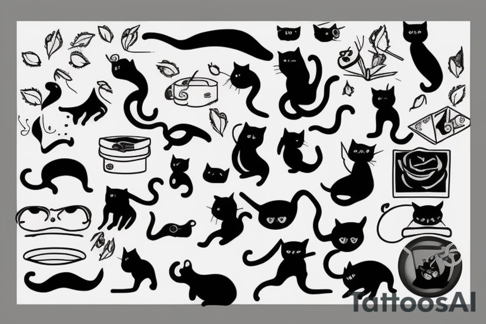 man chasing black cat tattoo idea