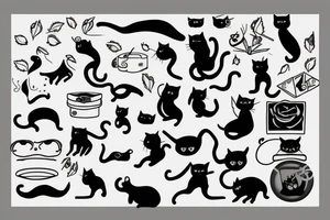 man chasing black cat tattoo idea