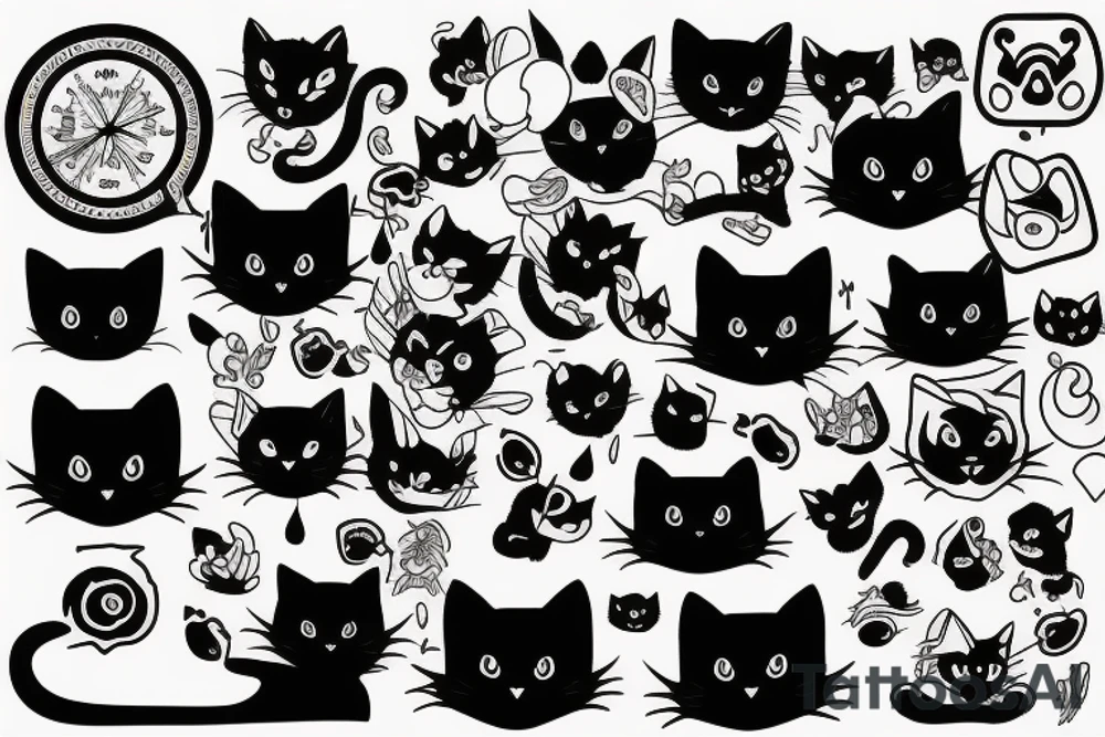 black cat runing tattoo idea
