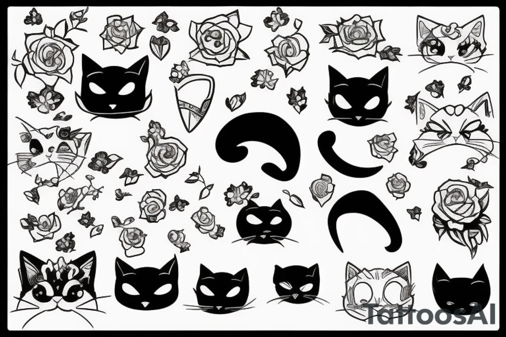 black cat runing tattoo idea