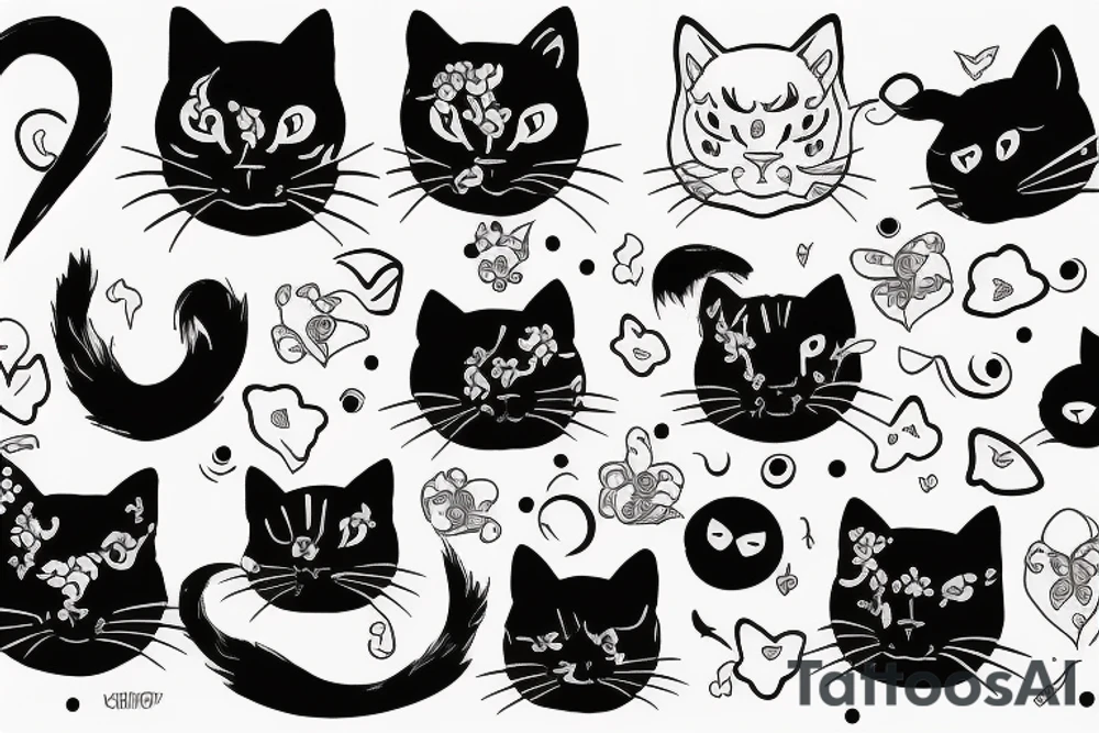 black cat runing tattoo idea