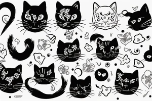 black cat runing tattoo idea