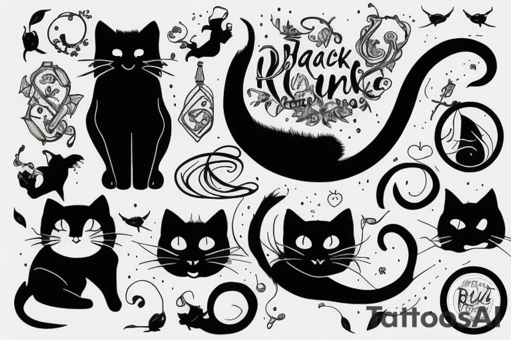black cat runing tattoo idea
