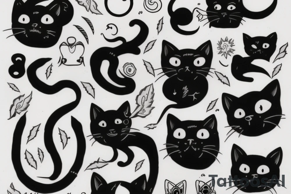 black cat running tattoo idea