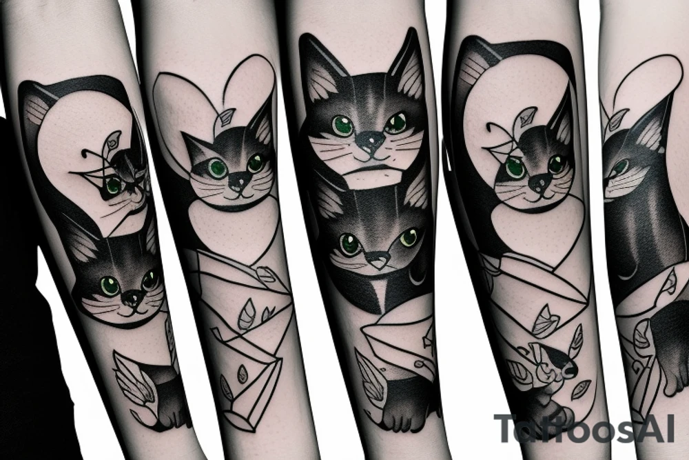 black cat running tattoo idea