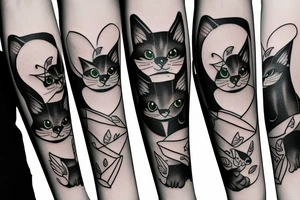 black cat running tattoo idea