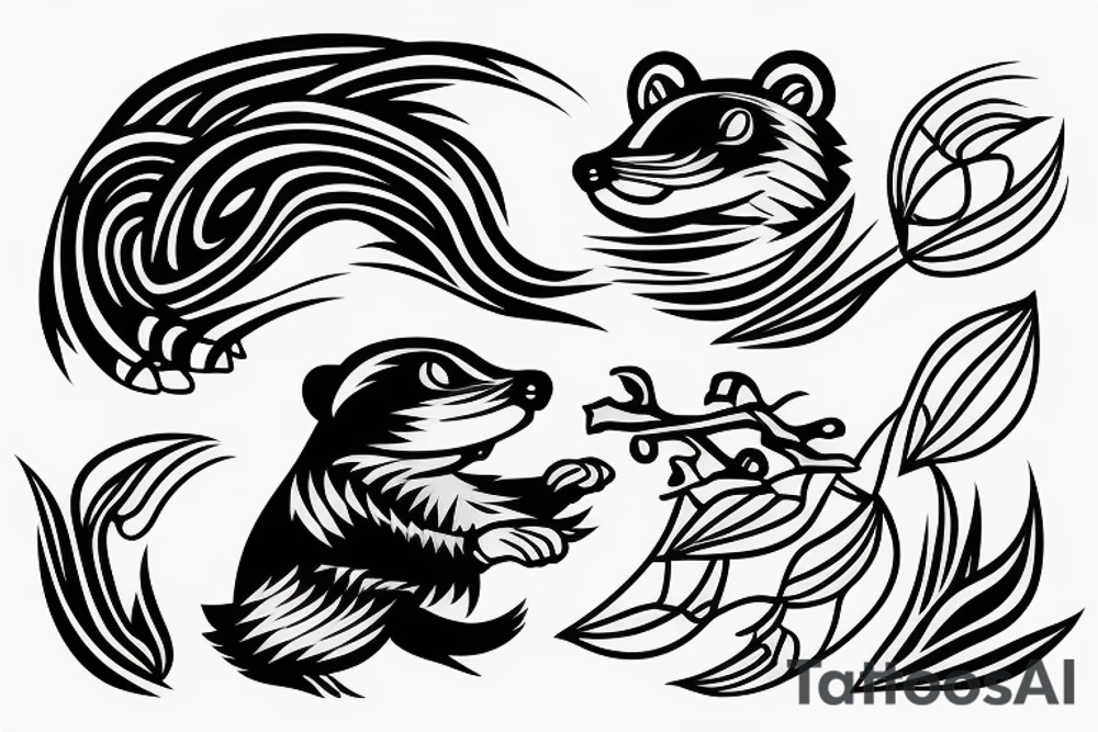 Beaver with stick and water tattoo idea