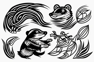 Beaver with stick and water tattoo idea