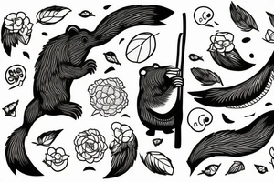 Beaver with stick and water tattoo idea