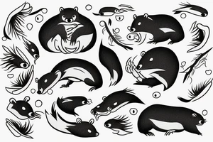 Beaver with stick and water tattoo idea